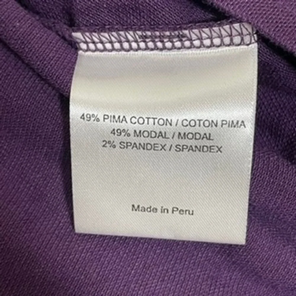 Tory Burch Top Kids XL Purple Ruffle Neck Logo Button Long Sleeve‎ Royal Core